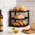 thumbnail image 2 of 3-Tier Bamboo Corner Shelf Organizer for Cabinets & Countertops, Plate & Bowl Rack Stand for Kitchen, Pantry or Bathroom, Freestanding Space-Saving Corner Storage, Black, 2 of 8