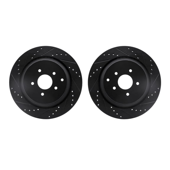 Dynamic Friction Company Rear Brake Rotors-Drilled and Slotted-Black 8002-68010