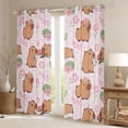 thumbnail image 2 of Erosebridal Cute Capybara Curtains Pack of 2 (42x84 Each) For Teens,Cartoon Flowers Leaves Animal Curtains Blackout For Kids Boy Girls,Ultra Soft Home Decor, 2 of 6