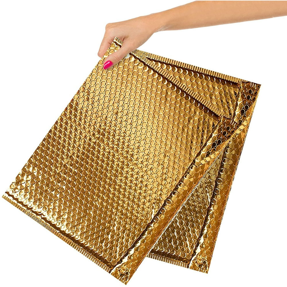 50 Pack Gold Bubble mailers 13 x 10.5. Metallic Padded envelopes 13 x