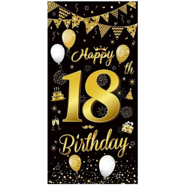 Black and Gold Birthday Decorations Black and Gold Glitter, Birthday Banner for Birthday Party Decoration Black and Gold Party Decorations Gold and Black Party Decorations