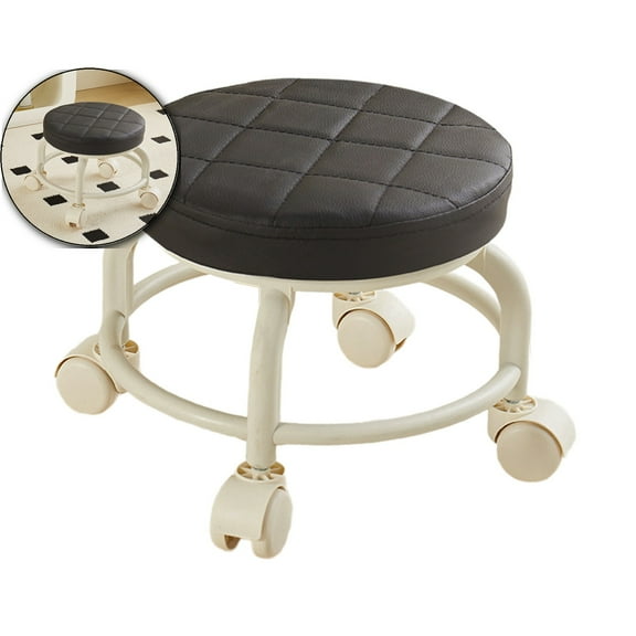 Universal Wheel Rolling Stool, Low Roller Seat with Reinforced 360° Swivel Wheels & Thick Metal Frame, 360° Movement Comfortable Ergonomic Cushion Seating