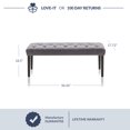 thumbnail image 5 of BELLEZE Modern Button-Tufted Ottoman Bench Footrest Upholstered Linen Fabric with Nail Head Trim Wood Legs Decor for Living Room, Entryway, or Bedroom - Milton (Grey), 5 of 6