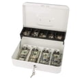 thumbnail image 1 of Caja de efectivo con cierre de metal blanco con bandeja para monedas de 30 x 24 x 9 cm, 2 kg, 1 of 1