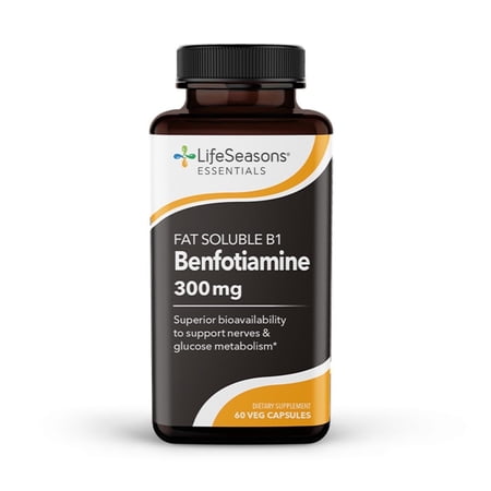 LifeSeasons Essentials Benfotiamine - Fat Soluble B1 - Supports Healthy Circulation & Vision - Enhances Memory & Cognitive Performance - Powerful Antioxidant - 60 Capsules