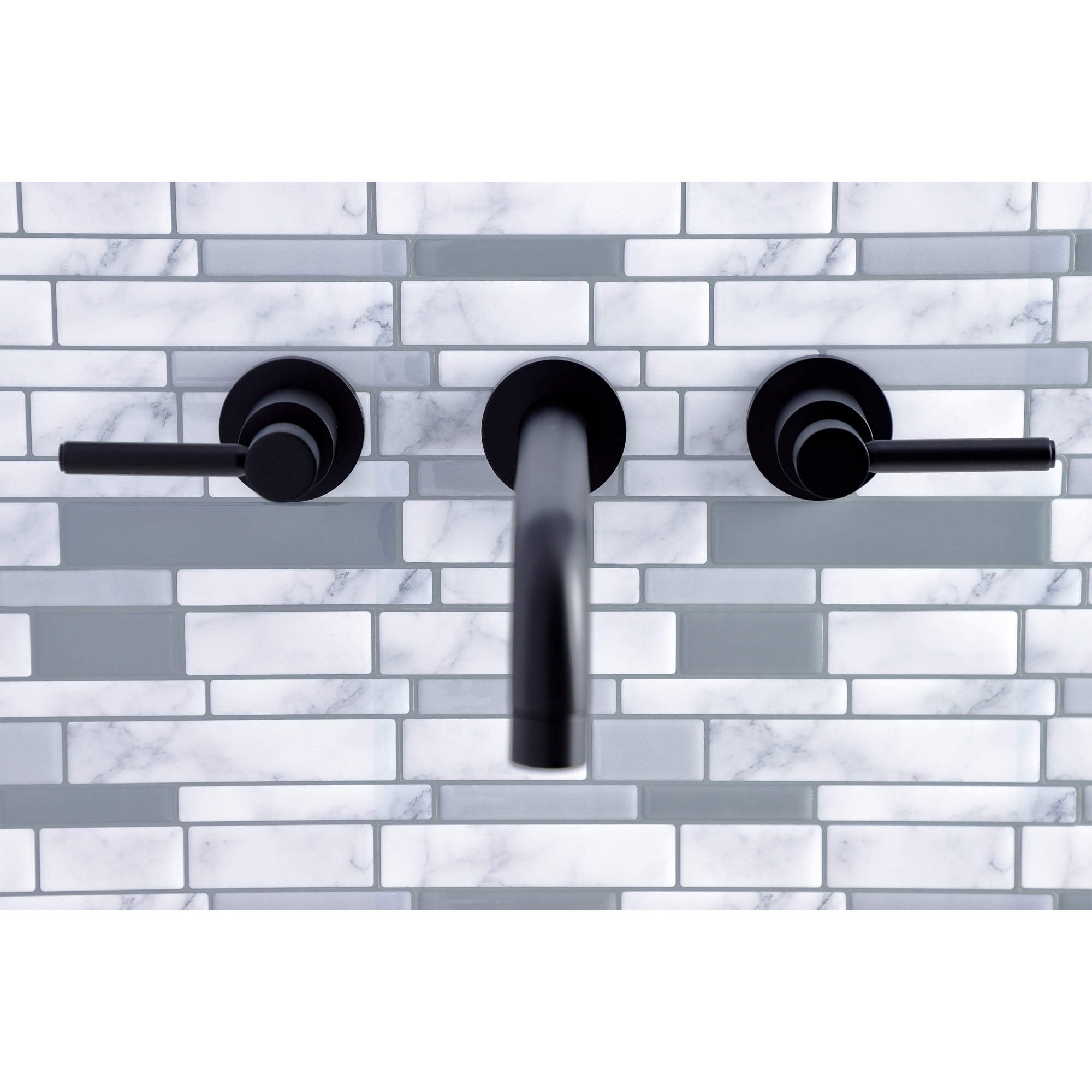 Kingston Brass KS8020DL Concord Two-Handle 3-Hole Wall Mount Roman Tub Faucet in Matte Black