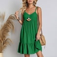 thumbnail image 4 of Dresses for Women 2025 Summer Saving, Ladies' Summer V-neck Strap Solid Color Dress(Green,S), 4 of 9