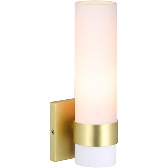 XiNBEi Lighting Appliques Murales, Applique Murale 1 Lumière ADA, Lumière de Meuble-Lavabo Vintage avec Tube Finition Satin Laiton pour Cuisine & Couloir XB-W1185-SB