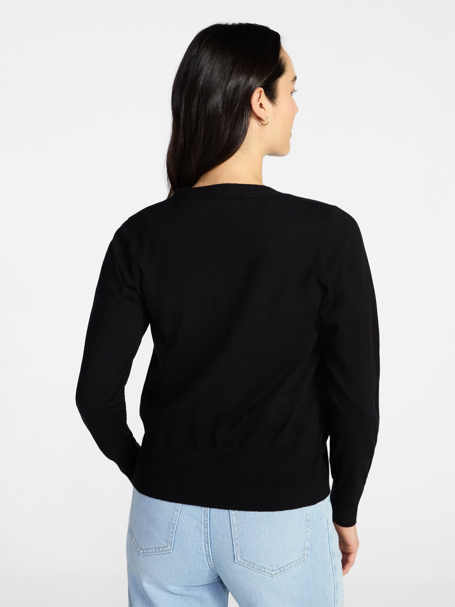 Time and Tru Women's V-Neck Cardigan Sweater, Lightweight, Sizes XS-XXXL
