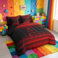 thumbnail image 2 of meiyoeat gradient Initial Print 7-Piece Twin Bedding,Red Black Monogram A Bedding Comforter Set,Black Reversible, 2 of 7