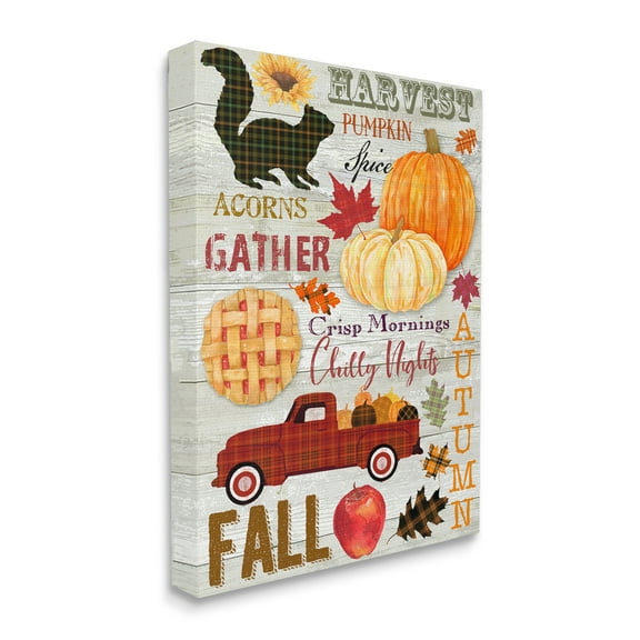 Stupell Industries Seasonal Fall Phrases Rustic Autumn Charm Landscape Painting Gallery Wrapped Canvas Art Print Wall Art, 16 x 20