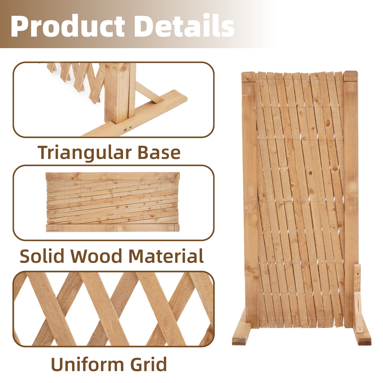 IAJXWI 28" x 63" Extendable Instant Wood Fence, Pet Gate Retractable Fences Barrier Section Partition for Home Garden Indoor Outdoor Yard, 2 pack