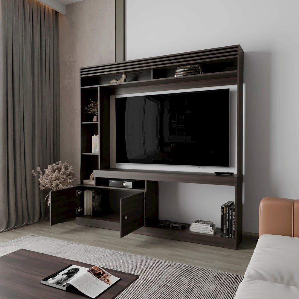 We Have Furniture Flagler Entertainment Center, Dark Walnut