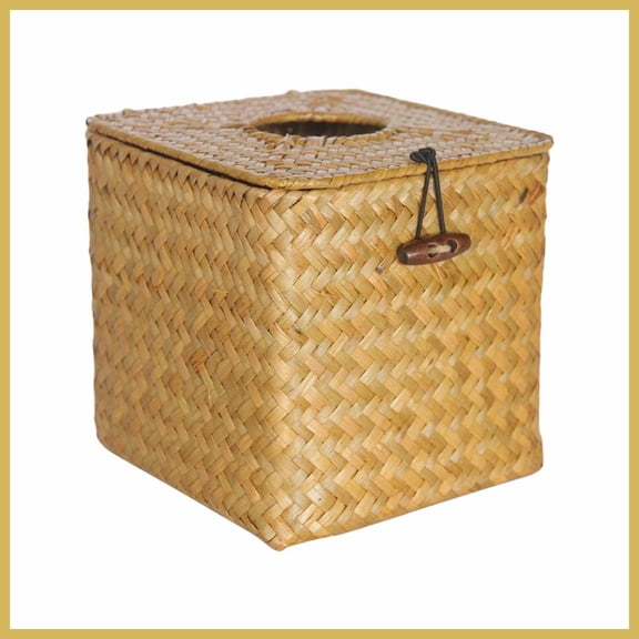 Tissue Box Square Tissue Holder Seagrass Tissue Box Cover Woven Tissue Box Holder Decorative Tissue Cover for Bathroom Tissue Box Cover Cube for Home Office Table Counter,5.51 x 5.51 x 5.51inch