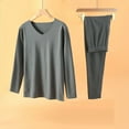 thumbnail image 2 of Swuxness Men's 2 Piece Pajama Set V Neck Top Long Pants Solid Color Warm Soft Casual Homewear, 2 of 5