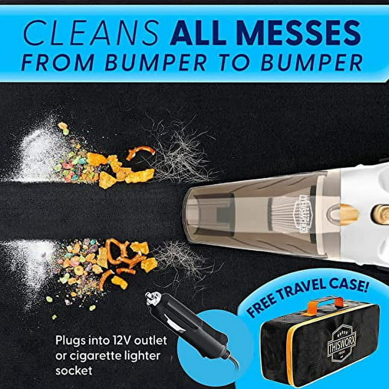 ThisWorx Car Vacuum Cleaner, Handheld Vacuums w/ 3 Attachments