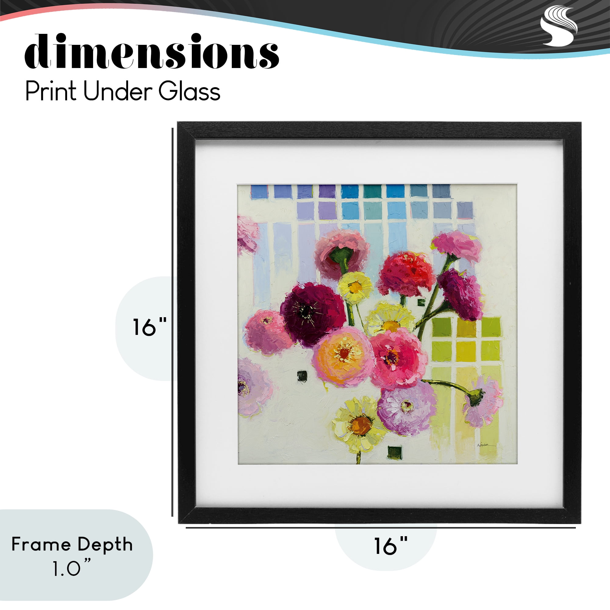 Stupell Industries Color Chart Pastel Bloom Study Black Framed Print Under Glass, design by Shirley Novak