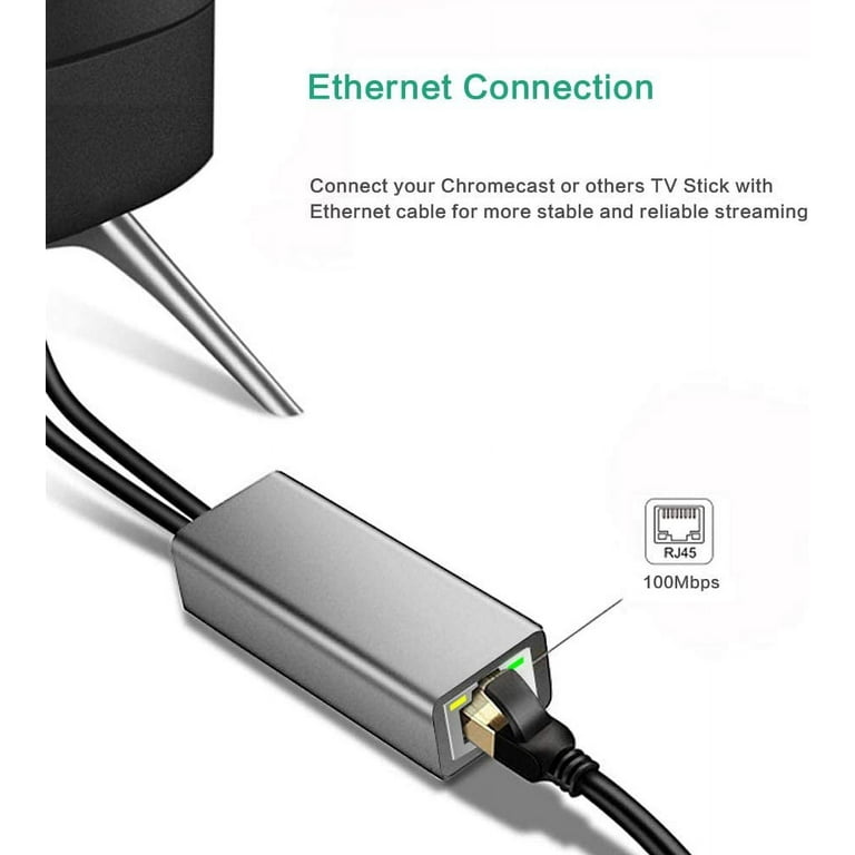 Ethernet Adapter for Fire TV Stick Chromecast Ultra/2/1/Audio Google Home  Mini Mirco USB A to RJ45 Ethernet Adapter 