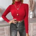 thumbnail image 6 of Aoiroe Womens Slim Fitted Mock Turtleneck TopsLightweight Long Sleeve Casual Trendy Tops Winter Clothes, Cute Tight Basic Tops Tee, Lightweight Casual Tunic Tops, Slim Fit Tops, Red S, 6 of 8