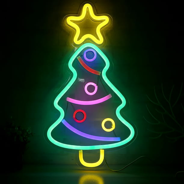 Christmas Tree Neon Light Signs USB Powered Christmas Festival Neon Light Wall Decor Art Sign Light for Birthday Party - Walmart.com