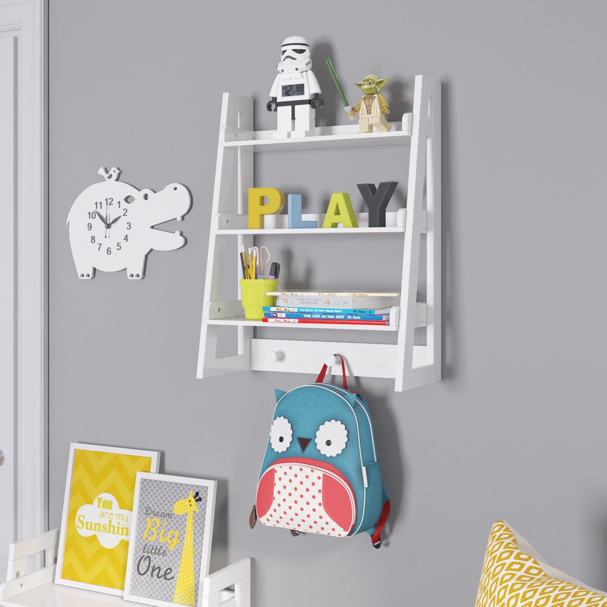 RiverRidge Home Kids Ladder Wall Shelf White