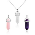 thumbnail image 6 of Lancharmed Silver Plated Necklace for Mom Natural Stone Hexagonal Pillar White Crystal Pink Purple Crystal 3 Necklace Valentines Gift, 6 of 6