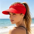 thumbnail image 5 of Womens Summer Hollow Visor Wide Large Brim UV 50+ Protection for Women Lightweight Pleated Beach Sports Pony Tail Sunblock Cap Hat, 5 of 6