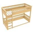 thumbnail image 5 of Luckynote Twin XL over Twin XL Bunk Bed, Detachable Solid Wood Frame, with Full-Length Guardrail and Ladder, Space Saving Design, Natural, 5 of 10
