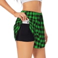 thumbnail image 3 of Lsque Buffalo Plaid Green Black Printed Women's Running Shorts with Liner Pockets,Elastic Quick Dry Workout Athletic Gym Yoga Shorts,Womens High Waist Shorts-Large, 3 of 9