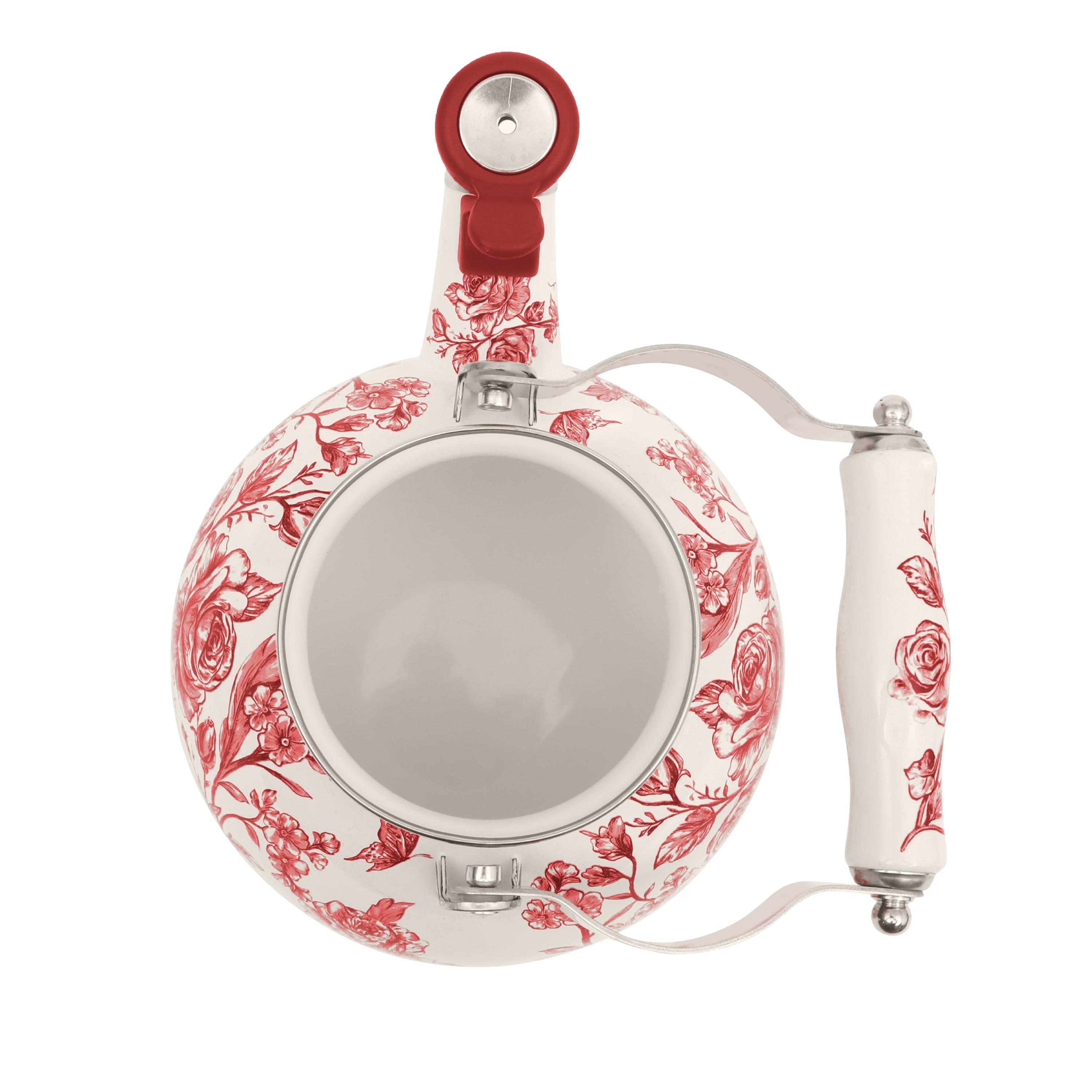 The Pioneer Woman Agatha 2.0-Quart Enamel on Steel Tea Kettle with Lid, Red
