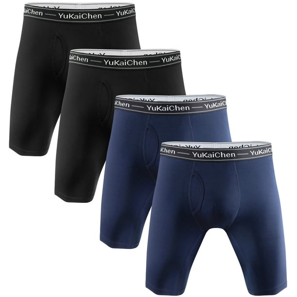 Yuyangdpb Mens Boxers Shorts Long Leg Trunk Fly Pouch Soft Bamboo Fiber