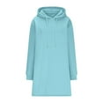 thumbnail image 4 of Womens Dresses Fall Winter Casual Long Sleeve Drawstring Pleated Hoodies Sweatshirt Pullover Tunic Mini Dress, 4 of 5
