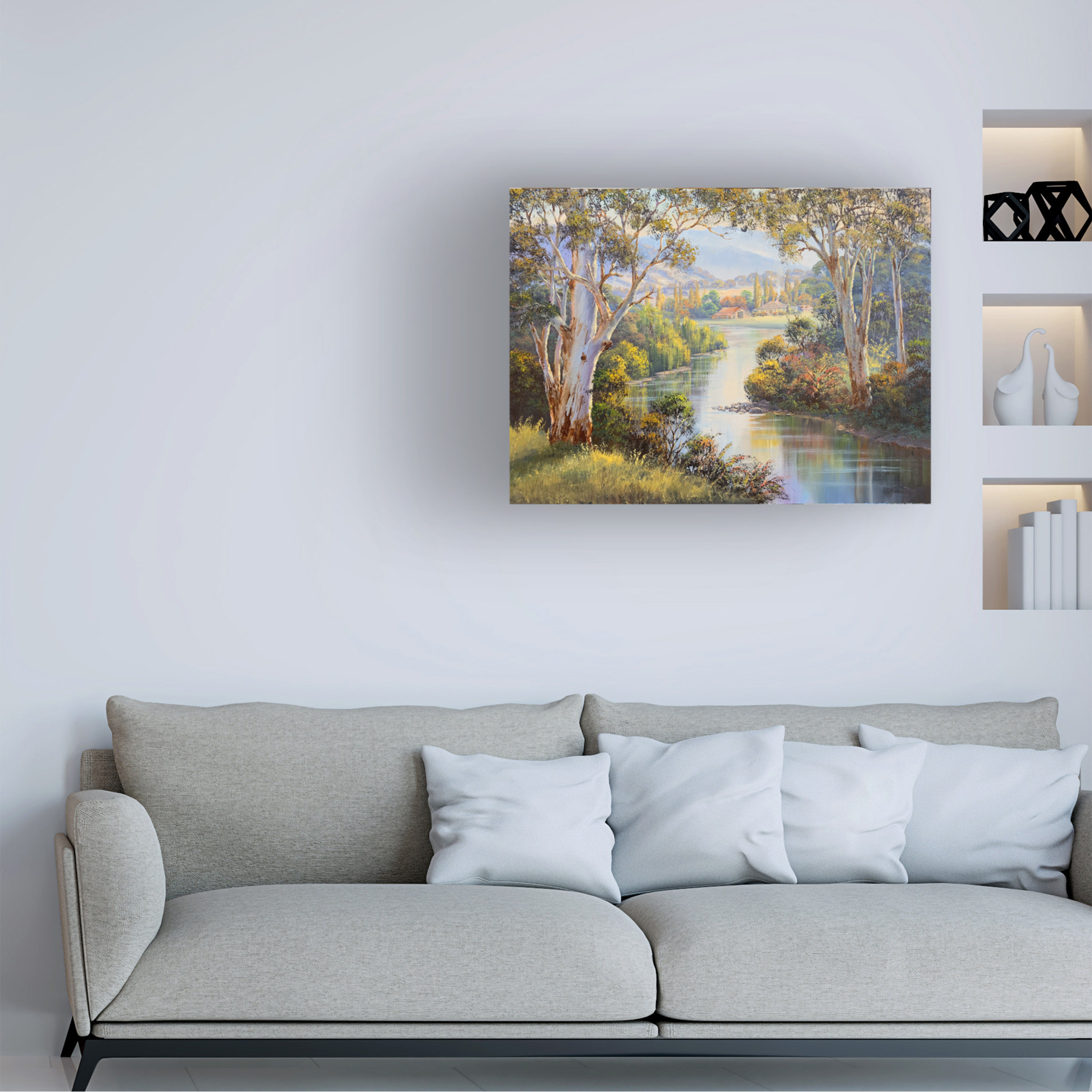 Canvas Wall Art - John Bradley 'Down by the Riverside' Wall Art for Living Room, Bedroom, or Office Décor by Trademark Fine Art - 19 x 14 Inches