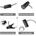 thumbnail image 2 of Cerámica E27 con abrazadera y cable de 1,8 m para lámpara de reptil, máx. 150 W, enchufe de terrario E27 negro flexible para tortuga, lámpara de calefacción con clip para cachorro de pollito (sin bombilla) ER, 2 of 5