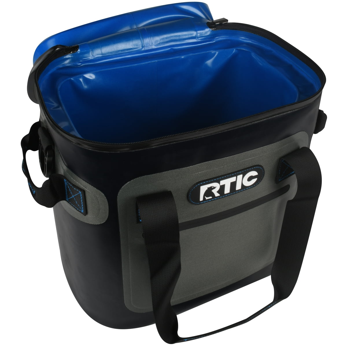 RTIC Soft Cooler 20 Can, Insulated Bag Portable Ice Chest Box for Lunch,  Beach, Drink, Beverage, Travel, Camping, Picnic, Car, Trips, Floating Cooler  Leak-Proof with Zipper, Blue/Grey 