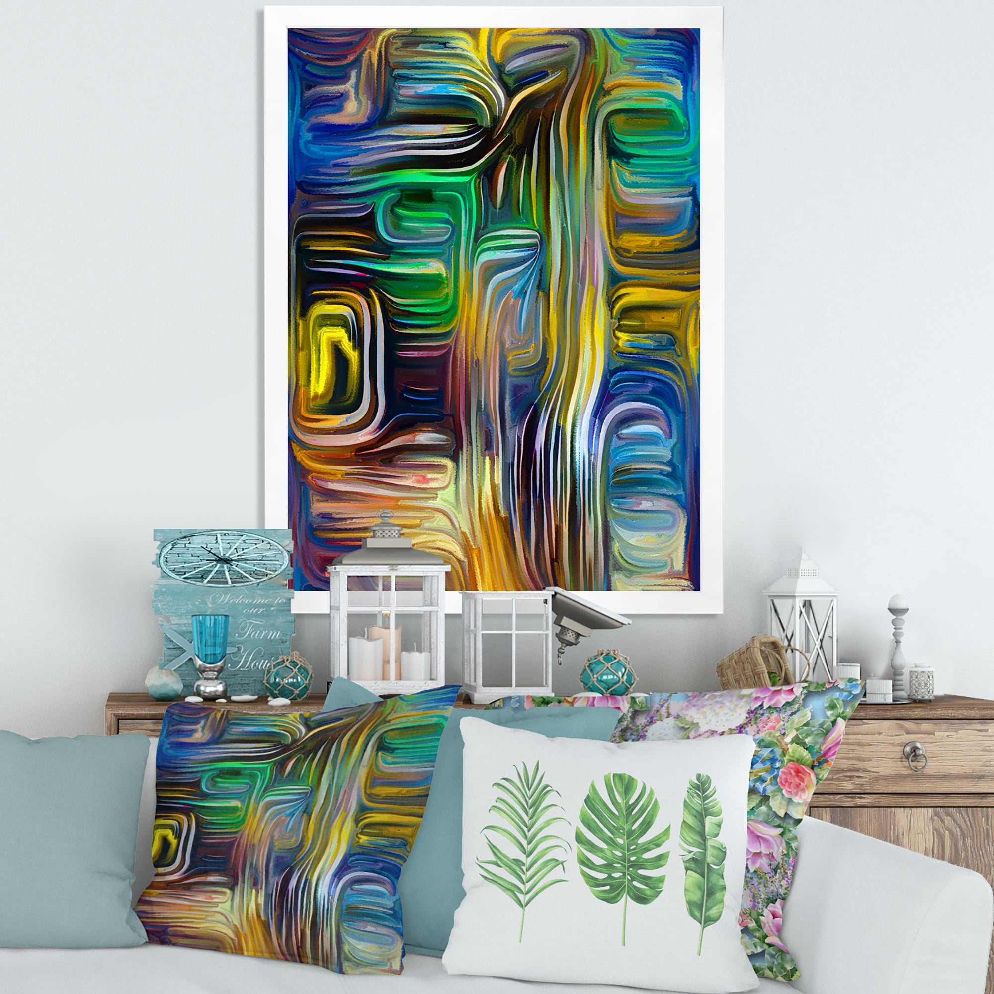 Designart 'Colour Spiral Fusion VI' Modern Framed Art Print