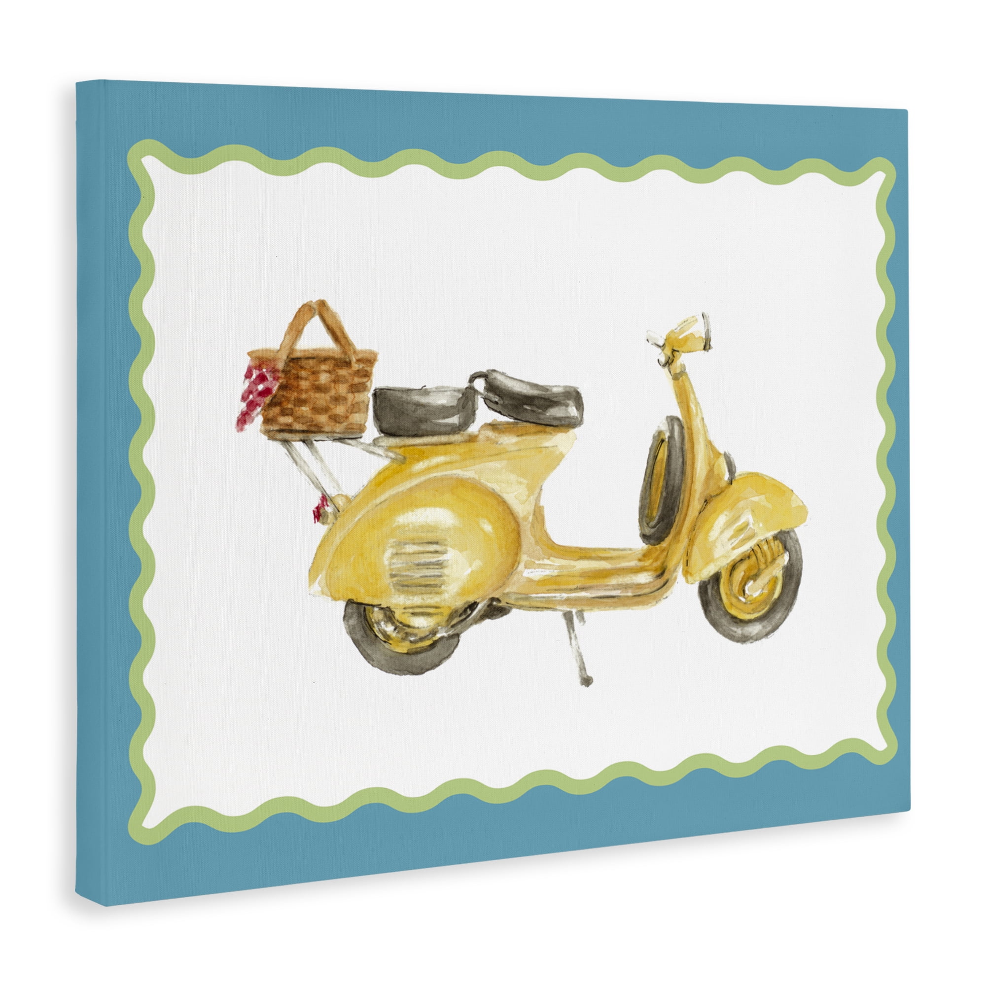 Stupell Industries Yellow Vespa with Wavy Border Canvas Wall Art, design by Lanie Loreth