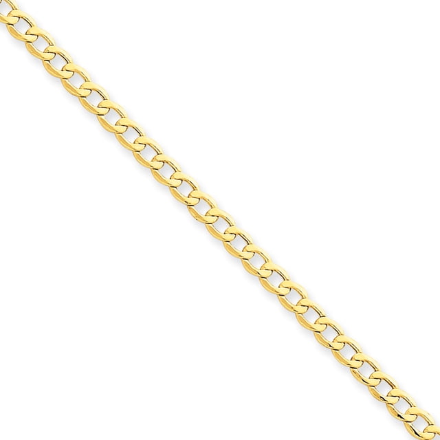 14K Yellow Gold 3.35mm Semi-Solid Curb Link Chain