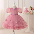 thumbnail image 2 of DHFJKG Dress Girls 3D Puffy Short Sleeve Party Ball Gown Dresses For Toddler Kids Age 3 8 Years Casual Play Outfit Spring Summer Fall Round Neck Trendy Sundress, 2 of 9