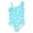 Blue Coral & Seashell, variant on Little Girls Pink Strawberry Print One-Piece Swimsuit Asymmetrical Ruffle Bathing Suit Size 8
