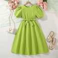 thumbnail image 2 of Ruyang Girls Puff Sleeves Big Swing Dress Bow A-line Waist-Hugging Dresses New Summer Style Temperament Fashionable Skirt for Girls, 2 of 9
