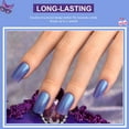 Halloween Short Press on Nails Square Shape, Blue Shimmer Gothic Fake