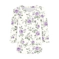 thumbnail image 4 of Ounisa T-Shirts à Manches 3/4 pour Femmes Col en V Manches Raglan Chandail Imprimé Décontracté Tendance Printemps Été Mode Hauts P-2TG, 4 of 6