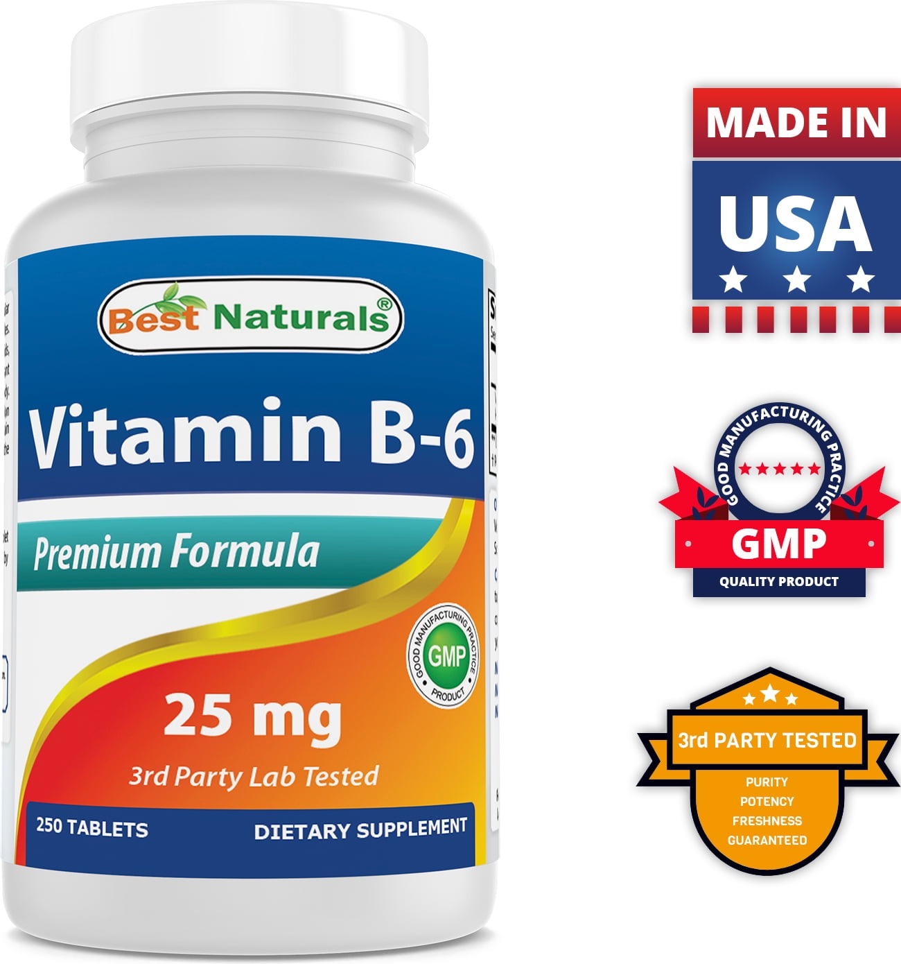 Best Naturals Vitamin B-6 25 Mg 250 Tablets - Walmart.com