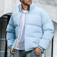 thumbnail image 2 of JUUYY Men's Winter Padded Jackets Full Zipper Windproof Jacket Solid Color Trendy Coat Light Blue M, 2 of 8