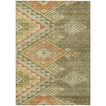 HomeRoots 603539 3 x 5 ft. Green & Terra Cotta Southwestern Washable Indoor & Outdoor Rectangle Area Rug