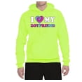 thumbnail image 2 of I Love My Boyfriend Tie Dye Pop Culture Unisex Graphic Hoodie Sweatshirt, Safety Green, Large, 2 of 3