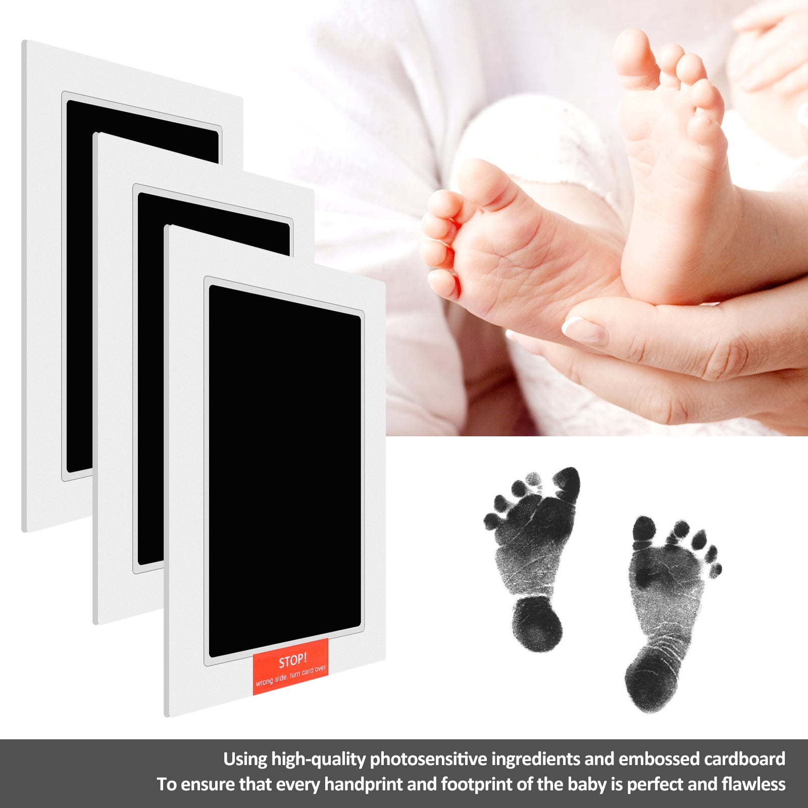 Threns 32Pcs Inkless Baby Handprint and Footprint Kit Clean Touch Ink Pad Kit Pet Paw Print Set for Feet and Hands Family Keepsake