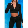 thumbnail image 1 of Women's Chest Zipper Long Sleeve Yoga Suit Vertical Striped Belted Sportswear Women's Running Fitness Wear WERSEON Yomym Modelo, 1 of 6