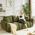 thumbnail image 2 of Premium Teddy Fabric Sofa with 3 Pillows & Cushions, 82" Solid Wood Frame for Multi-Spaces, 2 of 11
